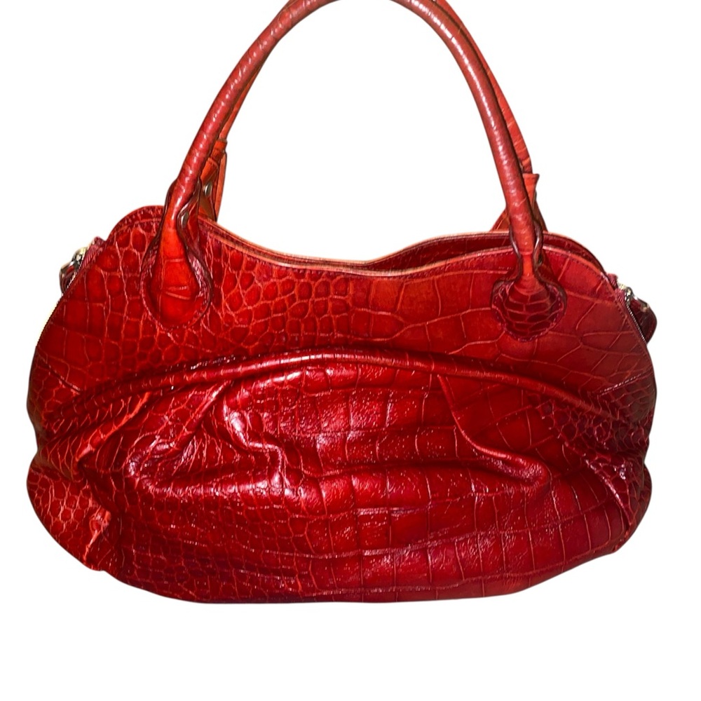 FURLA EUC RED CROC-EMBOSSED LEATHER BAG - Picture 2 of 9